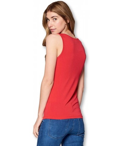 Solid Extra Soft Viscose Made from Bamboo Sleeveless Tank Top Undershirt for Women Red $13.47 Tanks