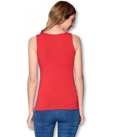 Solid Extra Soft Viscose Made from Bamboo Sleeveless Tank Top Undershirt for Women Red $13.47 Tanks