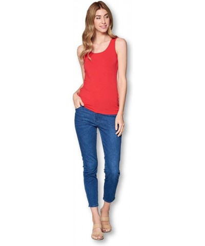 Solid Extra Soft Viscose Made from Bamboo Sleeveless Tank Top Undershirt for Women Red $13.47 Tanks