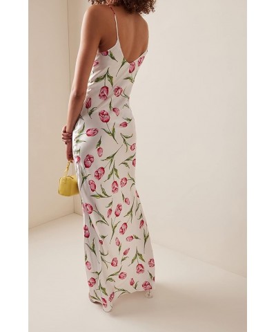 Women Floral Print Maxi Sexy Dress Spaghetti Strap Low Cut Backless Midi Bodycon Dresses Summer Beach White C $12.31 Dresses