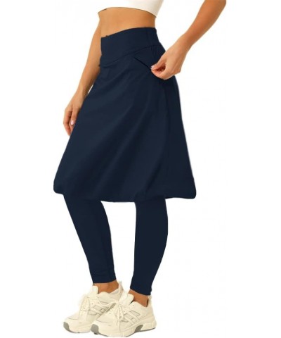 Womens High Waisted Tennis Skirts with Leggings Knee Length Golf Skorts Athletic Skirted Leggings with Pockets Navy $17.47 Sk...
