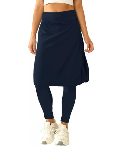 Womens High Waisted Tennis Skirts with Leggings Knee Length Golf Skorts Athletic Skirted Leggings with Pockets Navy $17.47 Sk...