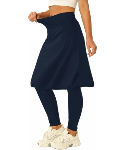 Womens High Waisted Tennis Skirts with Leggings Knee Length Golf Skorts Athletic Skirted Leggings with Pockets Navy $17.47 Sk...