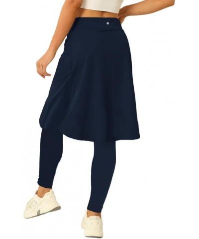 Womens High Waisted Tennis Skirts with Leggings Knee Length Golf Skorts Athletic Skirted Leggings with Pockets Navy $17.47 Sk...