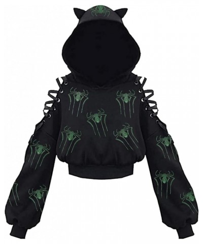 Women Y2K Zip Up Hoodie Spider Web Graphic Print Oversized Sweatshirt Skeleton Jackets Aesthetic Gothic Streetwear Cat Hoodie...