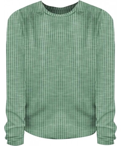 Women's Casual Stripe Printed Long Sleeve T Shirts Lightweight Crewneck Loose Fit Casual Trendy Simple Versatile Tops Green $...