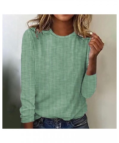 Women's Casual Stripe Printed Long Sleeve T Shirts Lightweight Crewneck Loose Fit Casual Trendy Simple Versatile Tops Green $...