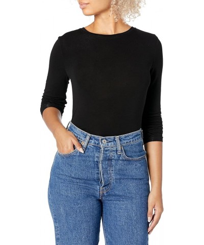 Women's Long Sleeve Top with Crew Neck Black $30.16 T-Shirts