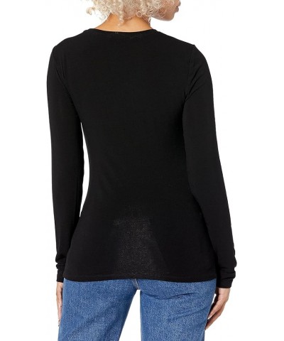 Women's Long Sleeve Top with Crew Neck Black $30.16 T-Shirts