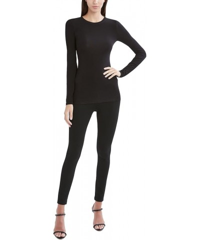 Women's Long Sleeve Top with Crew Neck Black $30.16 T-Shirts