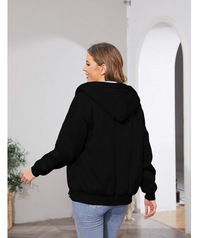 Women's Zip Up Thick Loose Hoodie Sherpa Fleece Sweatshirts Jackets Black $25.79 Jackets