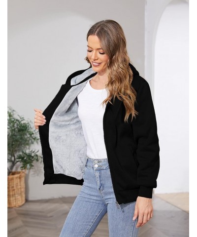 Women's Zip Up Thick Loose Hoodie Sherpa Fleece Sweatshirts Jackets Black $25.79 Jackets