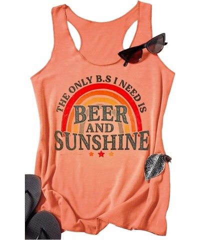 Womens The Only B.S I Need is Beer and Sunshine Tank Tops Summer Racerback Shirts Tanks Casual Loose Vacation Camis Tops Oran...