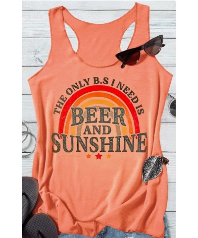 Womens The Only B.S I Need is Beer and Sunshine Tank Tops Summer Racerback Shirts Tanks Casual Loose Vacation Camis Tops Oran...