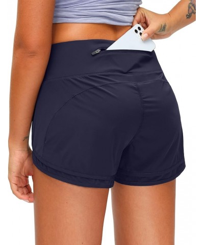 Women's Running Shorts High Waisted Quick-Dry 3 Inch Gym Workout Athletic Shorts for Women with Zipper Pocket H-blue Depths $...
