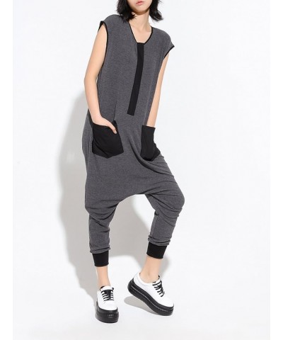 Women Black Harem Pants Rompers Sleeveless Drop Crotch Harem Jumpsuits Summer GY867 Grey $24.41 Jumpsuits