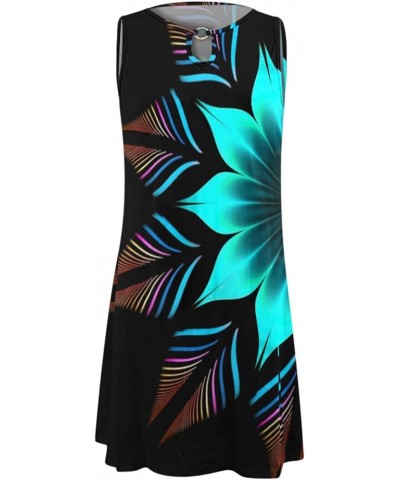 Summer Dresses for Women 2024 Trendy Casual Beach Dress A-Line Sundress Colorful Floral Printed Sleeveless Tank Tunic Dress 0...
