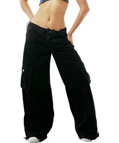 Women Y2K Baggy Cargo Pants Low Waist Straight Wide Leg Pants Vintage Ripped Jeans Streetwear G-loose Straight Leg Black $9.6...