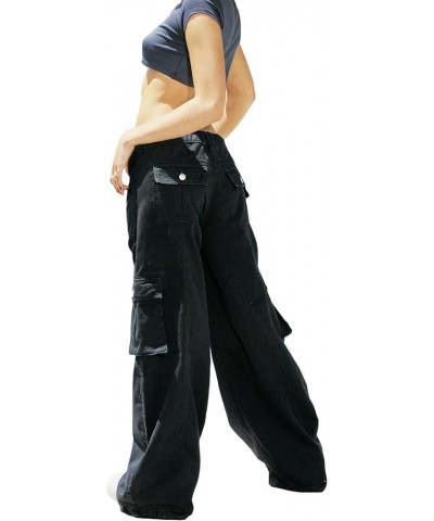 Women Y2K Baggy Cargo Pants Low Waist Straight Wide Leg Pants Vintage Ripped Jeans Streetwear G-loose Straight Leg Black $9.6...