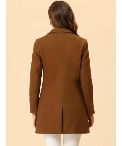 Women's Winter Overcoat Notched Lapel Long Sleeve One Buttoned Mid-Length Long Coat Dark Brown $31.02 Coats