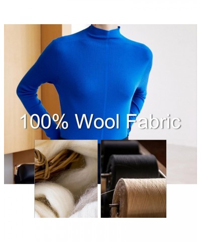 Women 100% Pure Wool Turtleneck Sweater Woolen High Neck Slim Fit Knit Sweaters Long Sleeve Soft Casual Warm Tops Royal Blue ...