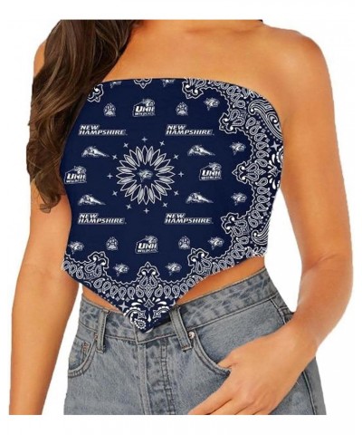 Women's Bandana Top Tailgate Outfit College Tank Top Crop Top Made in USA One Size Fits Most New Hampshire Wildcats - Navy $1...