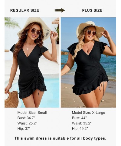 Women's Tummy Control Swimsuits One Piece Bathing Suit Plus Size Swim Dress Modest Ruffle Swimwear A - Solid Color Black $19....