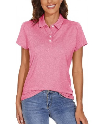 Women's Polo Shirts 4-Button Collared Shirts Short Sleeve Quick Dry Golf Polos Lightweight Breathable Pink $16.19 Shirts