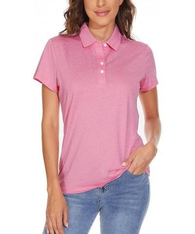 Women's Polo Shirts 4-Button Collared Shirts Short Sleeve Quick Dry Golf Polos Lightweight Breathable Pink $16.19 Shirts