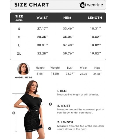 Women's One Shoulder Ruched Bodycon Mini Dress Short Sleeve Club Party Cocktail Dresses White $20.64 Dresses