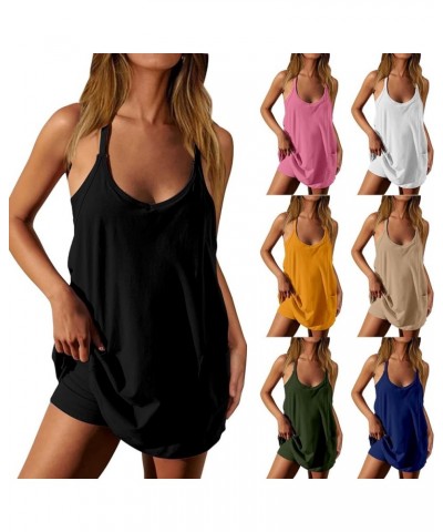 Workout Romper for Women Tennis Romper Dress Sleeveless Spaghetti Strap Jumpsuit Overalls Dress with Pockets 02-red $9.51 Rom...