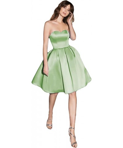 Women's Sweetheart Satin Homecoming Dresses Short 2024 for Teens Formal Bridesmaid Party Gowns Sage Green $32.50 Dresses