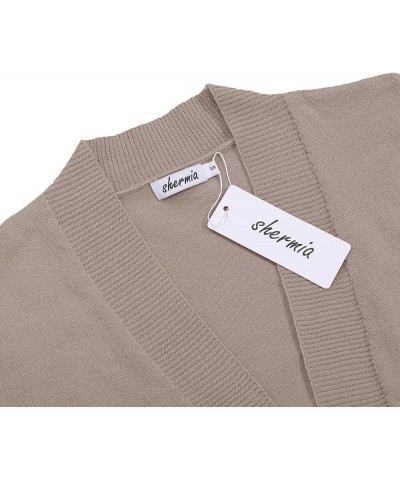 Women's 3/4 Sleeve Cropped Cardigan Sweater Open Front Short Shrugs Cardigans Lightweight Sweaters Z-khaki $8.43 Sweaters