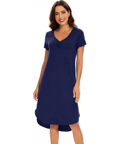 Viscose Nightgowns for Women Soft Long Sleeve Sleep Shirt Comfy Nightshirts Sleepwear Plus Size Pajamas S-4X B-blue Depth $22...