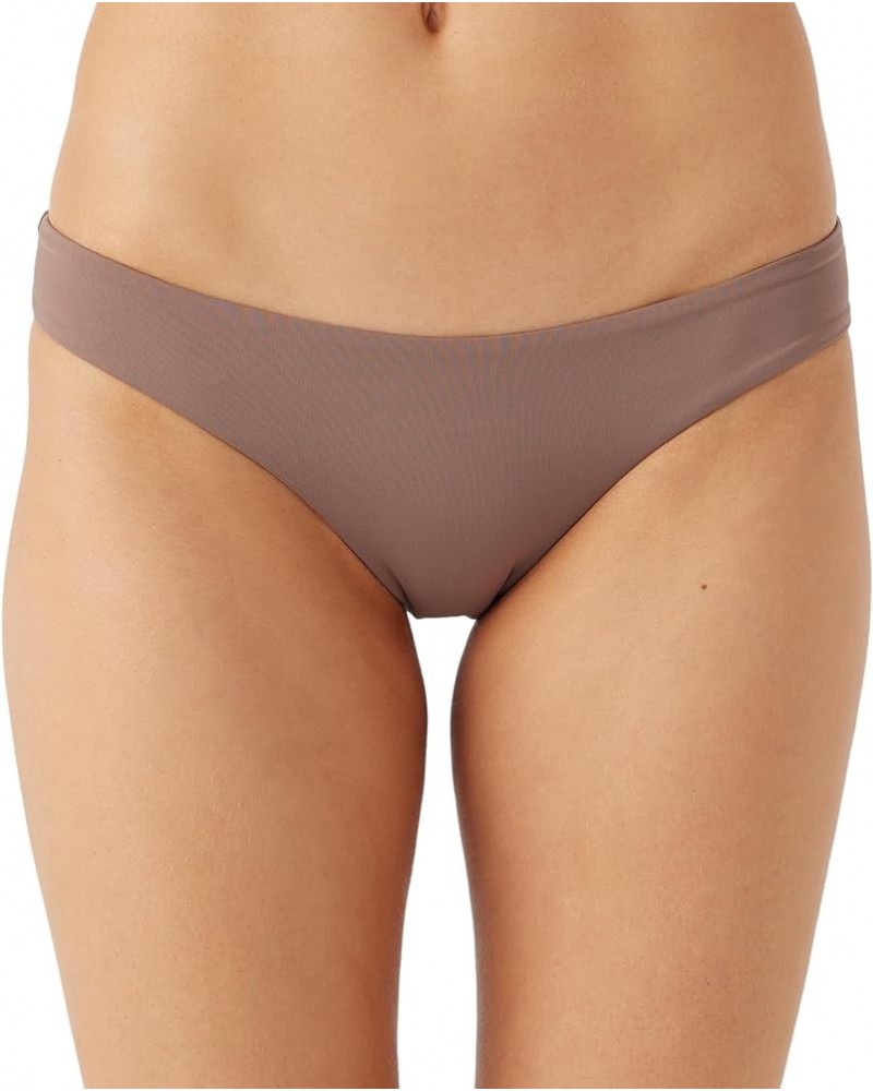 Women's Matira Bikini Bottoms - Cheeky Coverage Women's Bathing Suit Bottom with Hipster Fit Deep Taupe | Saltwater Solids Ma...