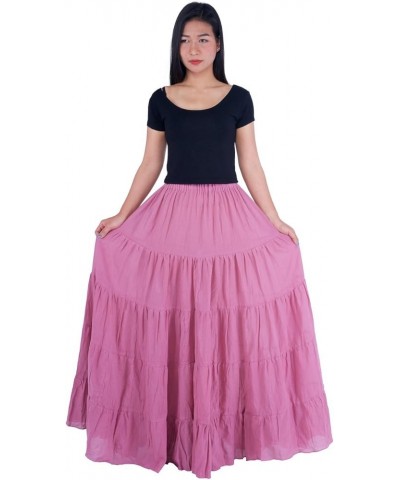 Women's Cotton Long Ruffle Full Circle Long Skirts Maxi Skirt Mauve $19.98 Skirts