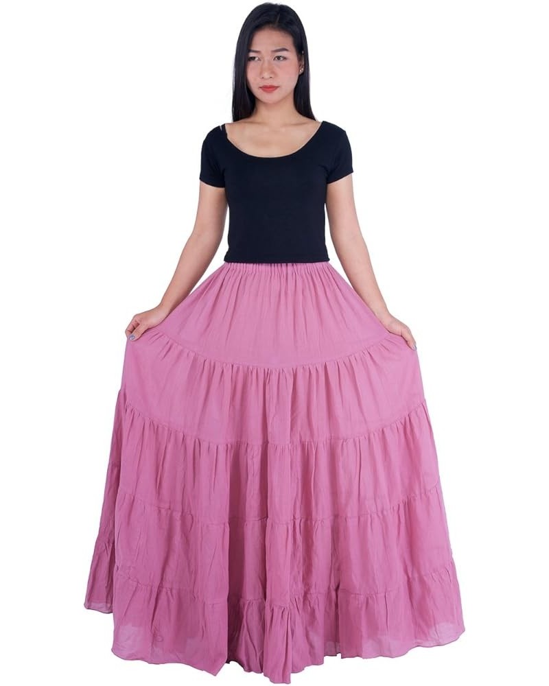 Women's Cotton Long Ruffle Full Circle Long Skirts Maxi Skirt Mauve $19.98 Skirts