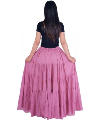 Women's Cotton Long Ruffle Full Circle Long Skirts Maxi Skirt Mauve $19.98 Skirts