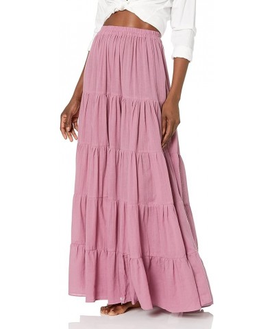 Women's Cotton Long Ruffle Full Circle Long Skirts Maxi Skirt Mauve $19.98 Skirts