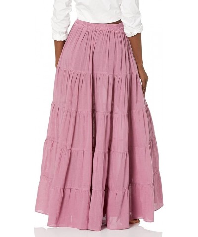 Women's Cotton Long Ruffle Full Circle Long Skirts Maxi Skirt Mauve $19.98 Skirts