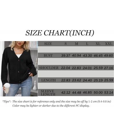 Womens Cardigan Sweaters Open Front Long Sleeve Knit V Neck Button Down Fall Winter Outerwear Coats with Pockets Black $12.25...