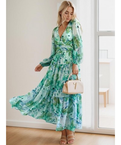 Women's Long Sleeve Boho Dress 2024 Spring Summer Maxi Dress Wedding Guest Casual Long Dress Zgreen $30.80 Dresses