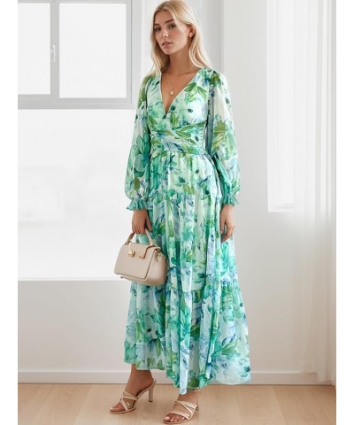 Women's Long Sleeve Boho Dress 2024 Spring Summer Maxi Dress Wedding Guest Casual Long Dress Zgreen $30.80 Dresses