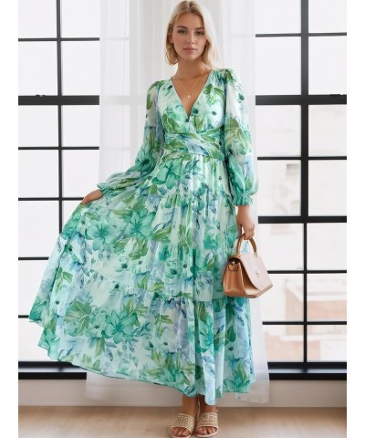 Women's Long Sleeve Boho Dress 2024 Spring Summer Maxi Dress Wedding Guest Casual Long Dress Zgreen $30.80 Dresses