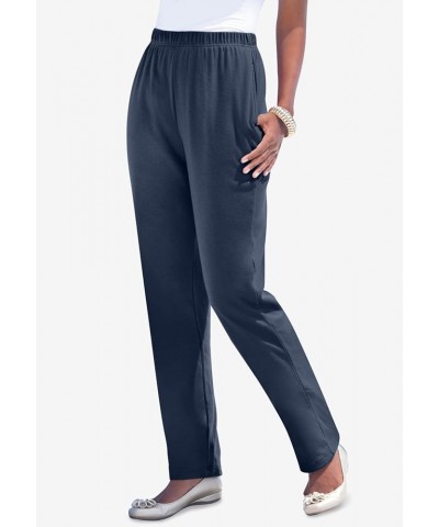 Women's Plus Size Petite Straight-Leg Soft Knit Pant Dark Berry $13.99 Pants