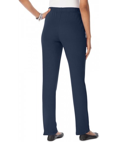 Women's Plus Size Petite Straight-Leg Soft Knit Pant Dark Berry $13.99 Pants